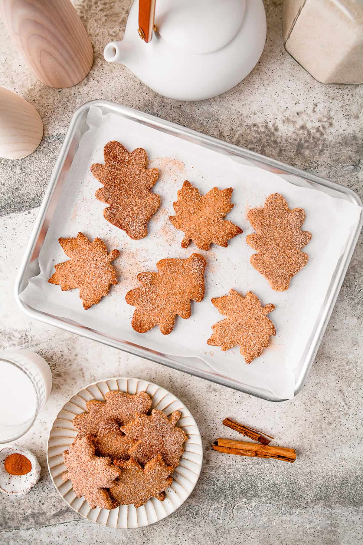 Cinnamon Nut Cookies on a sheet pan. 