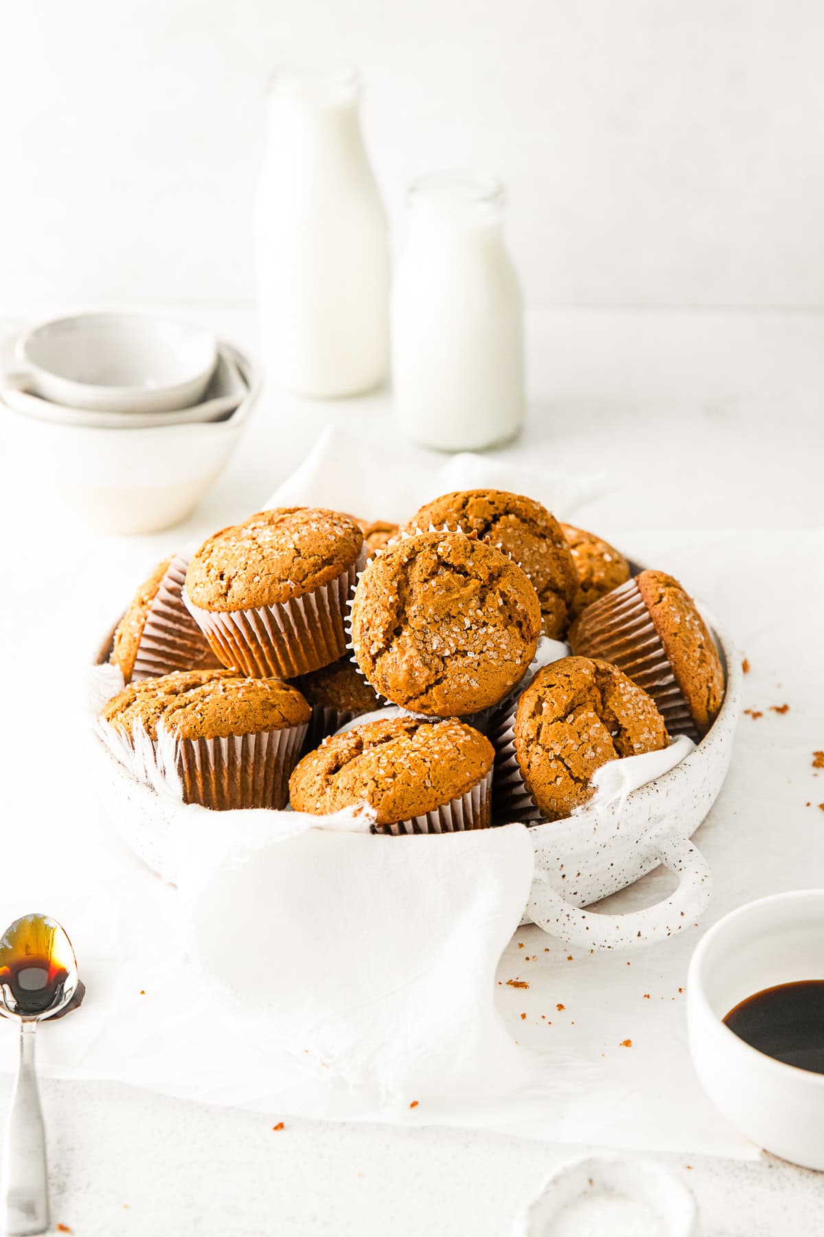 Gingerbread Muffins topped with coarse sugar. 