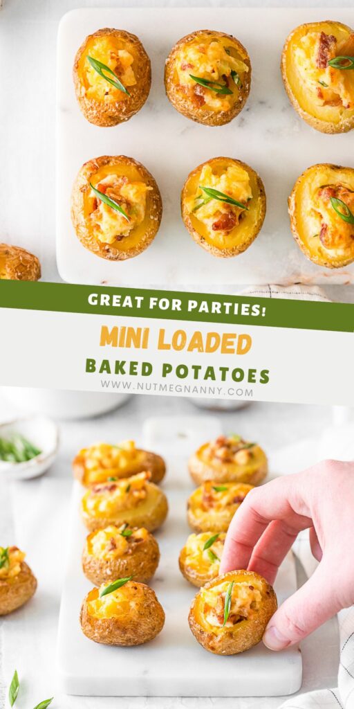 Mini Loaded Baked Potatoes pin for Pinterest. 