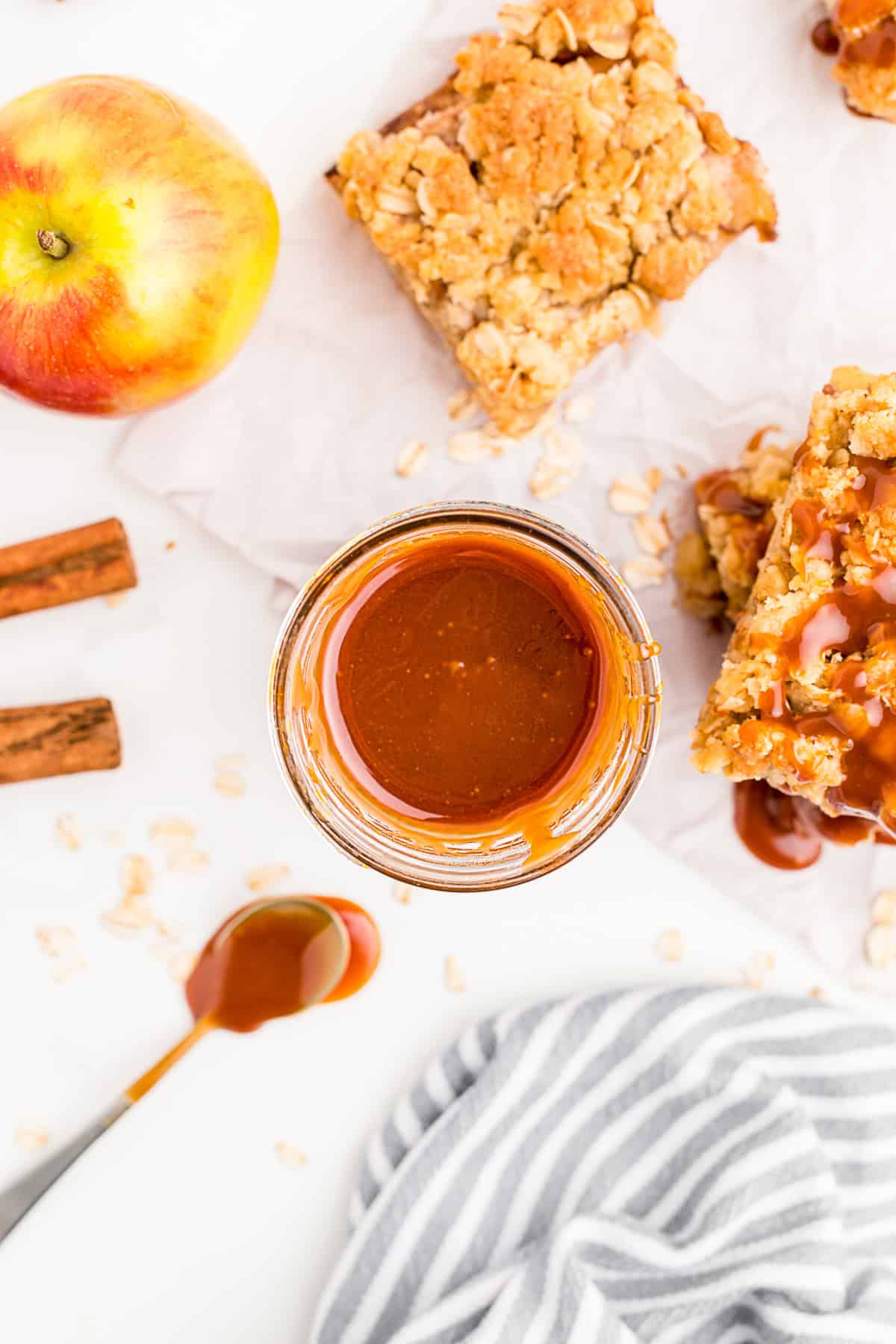 Salted Caramel Sauce in a glass jar.