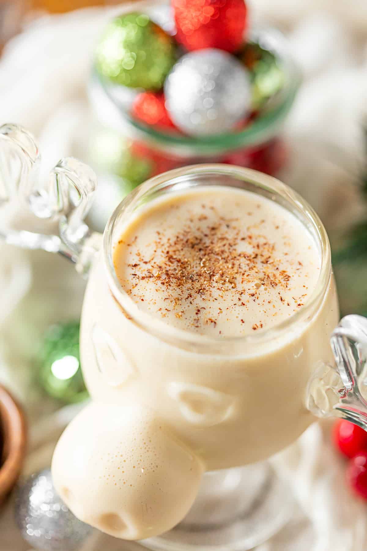 Aged Eggnog topped with nutmeg.