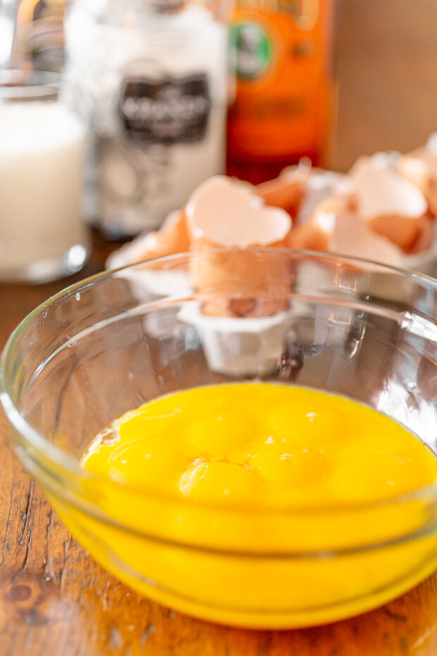 egg yolks in a large bowl.
