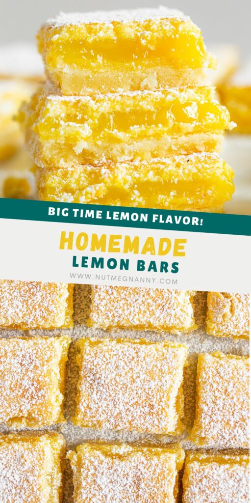 Homemade Lemon Bars pin for Pinterest. 