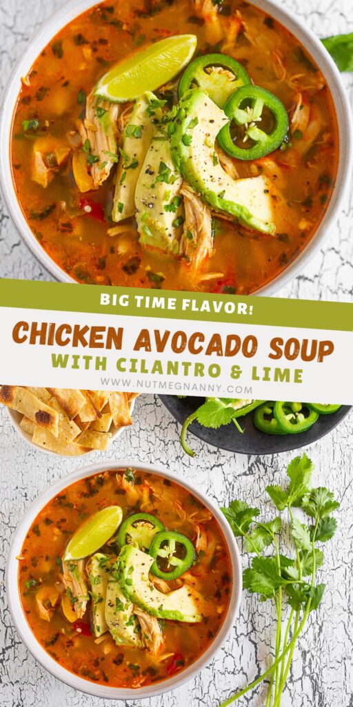 Chicken Avocado Soup pin for Pinterest.