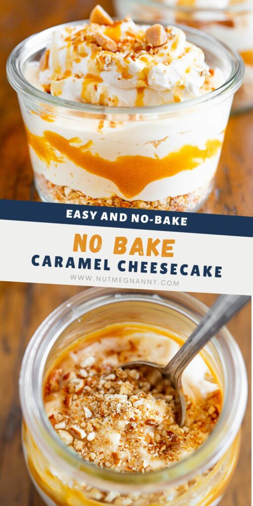 No Bake Caramel Cheesecake pin for Pinterest.