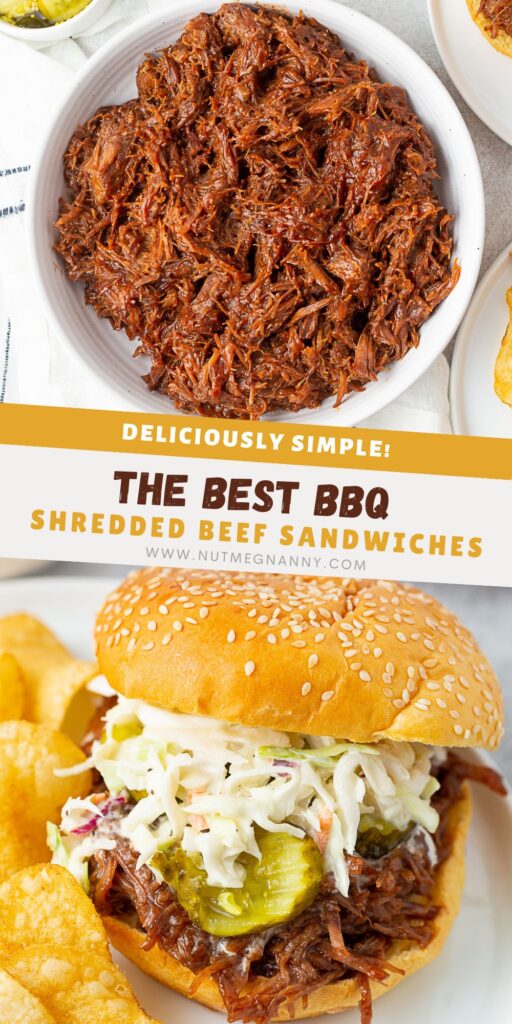 BBQ Shredded Beef pin for Pinterest. 