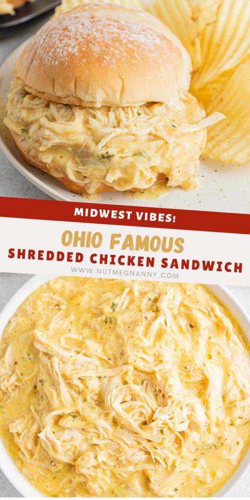 Ohio Shredded Chicken Sandwich pin for Pinterest.
