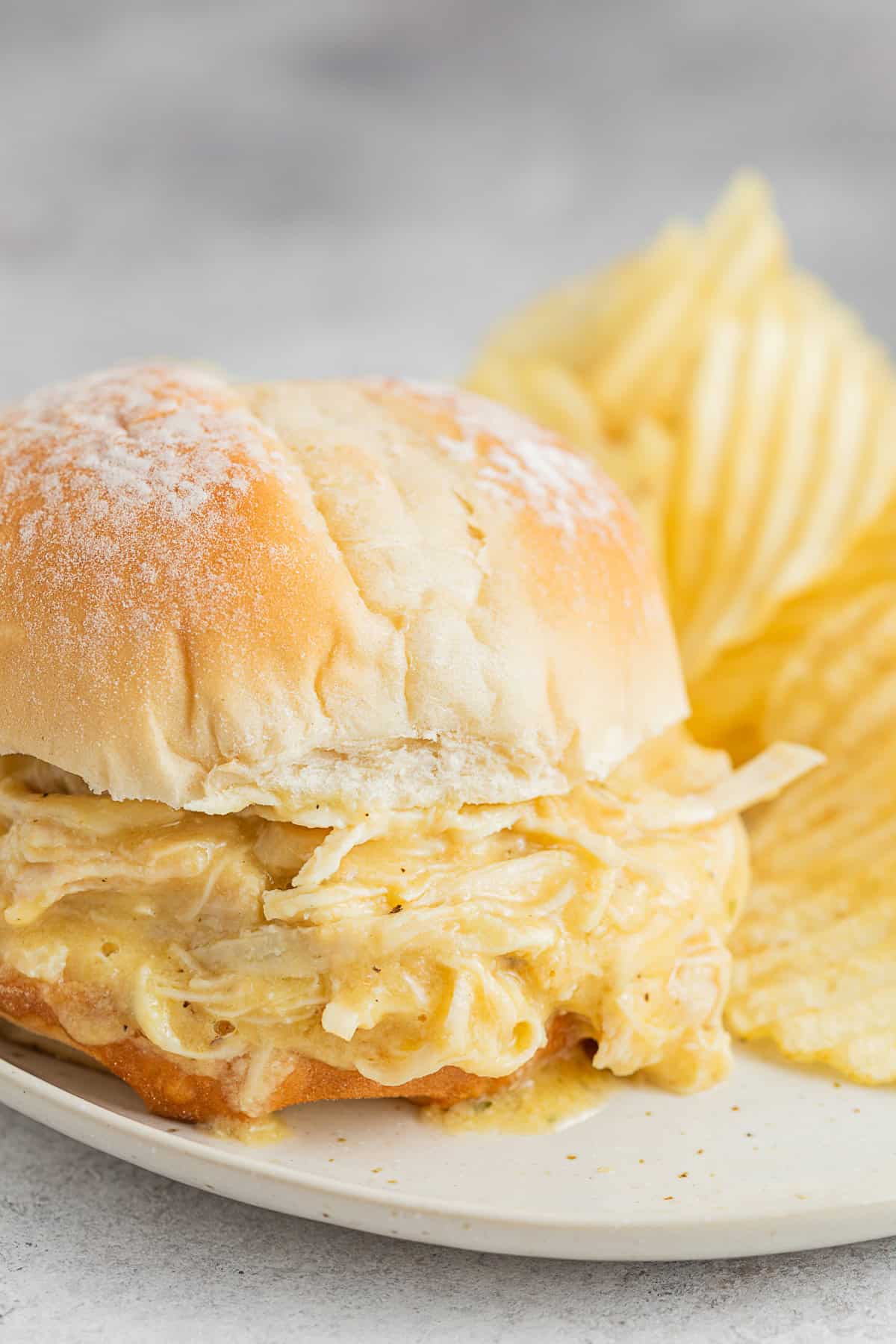 Ohio Shredded Chicken Sandwich on a bun.