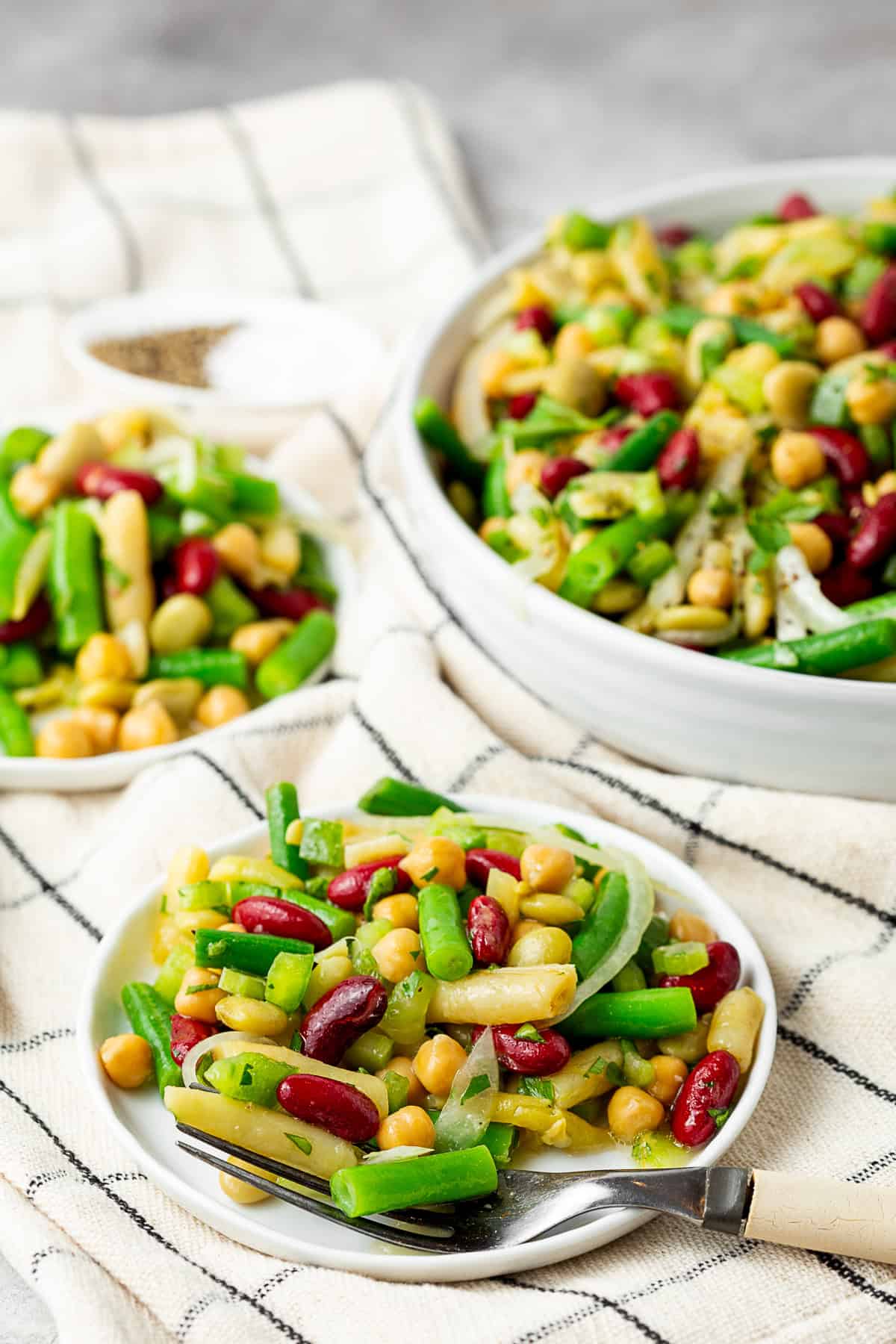 The Best 5 Bean Salad with a fork. 