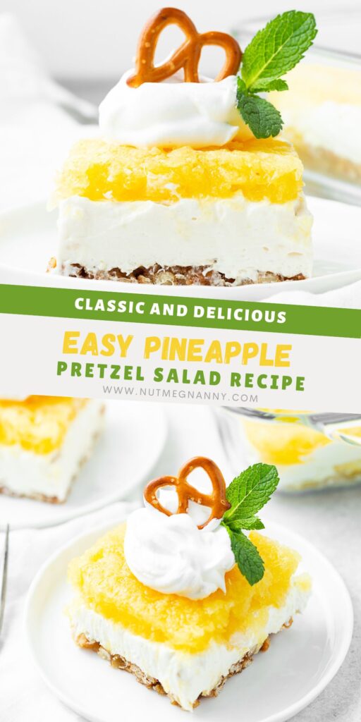 Pineapple Pretzel Salad pin for Pinterest.