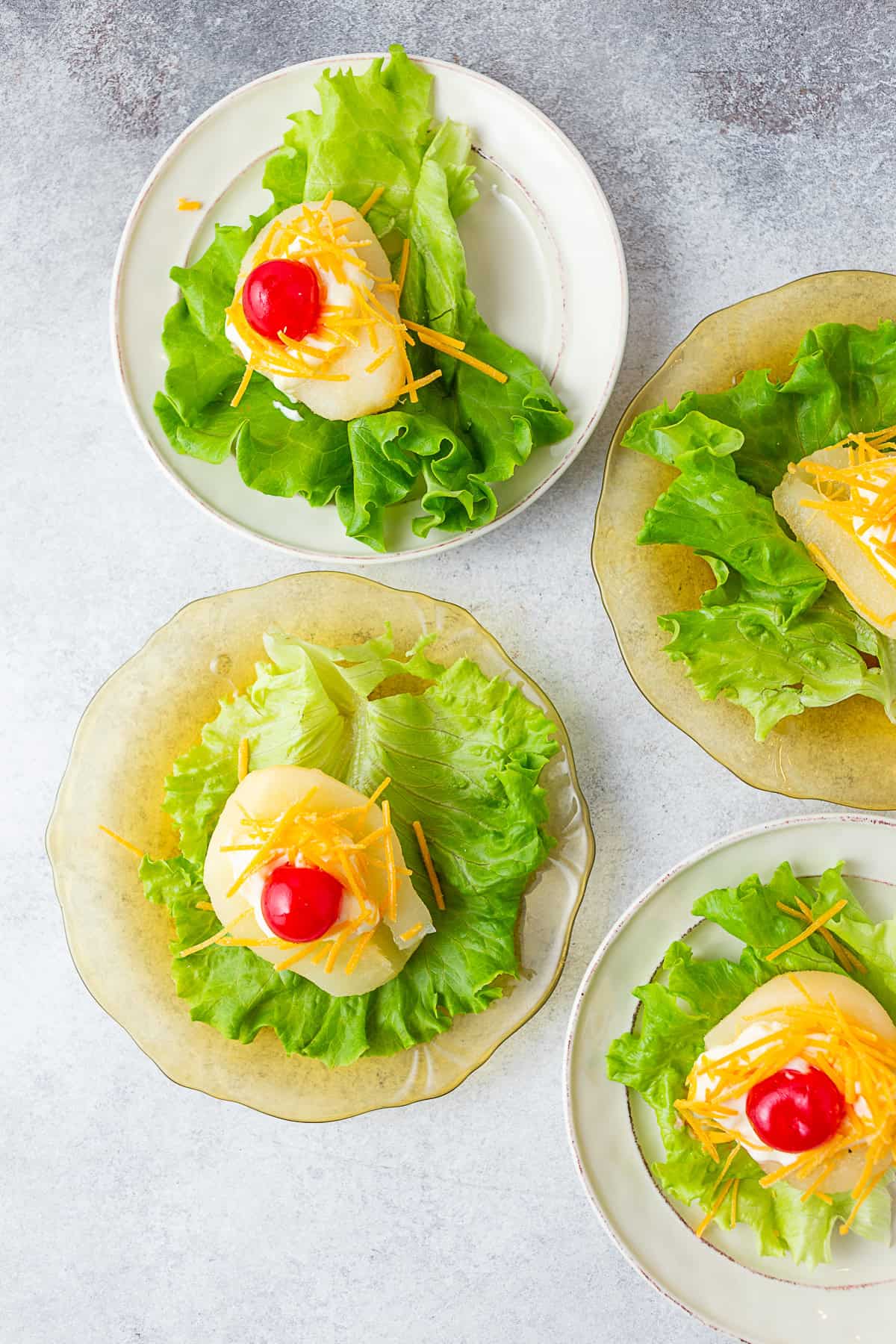 Southern Pear Salad on small serving plates. 