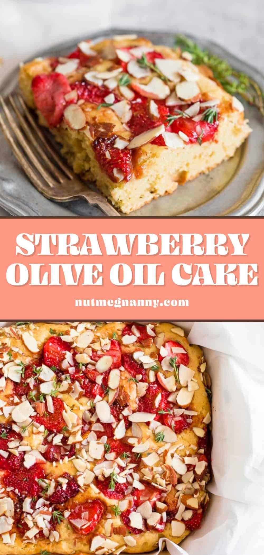 Roasted Strawberry Olive Oil Cake Pin for Pinterest. 