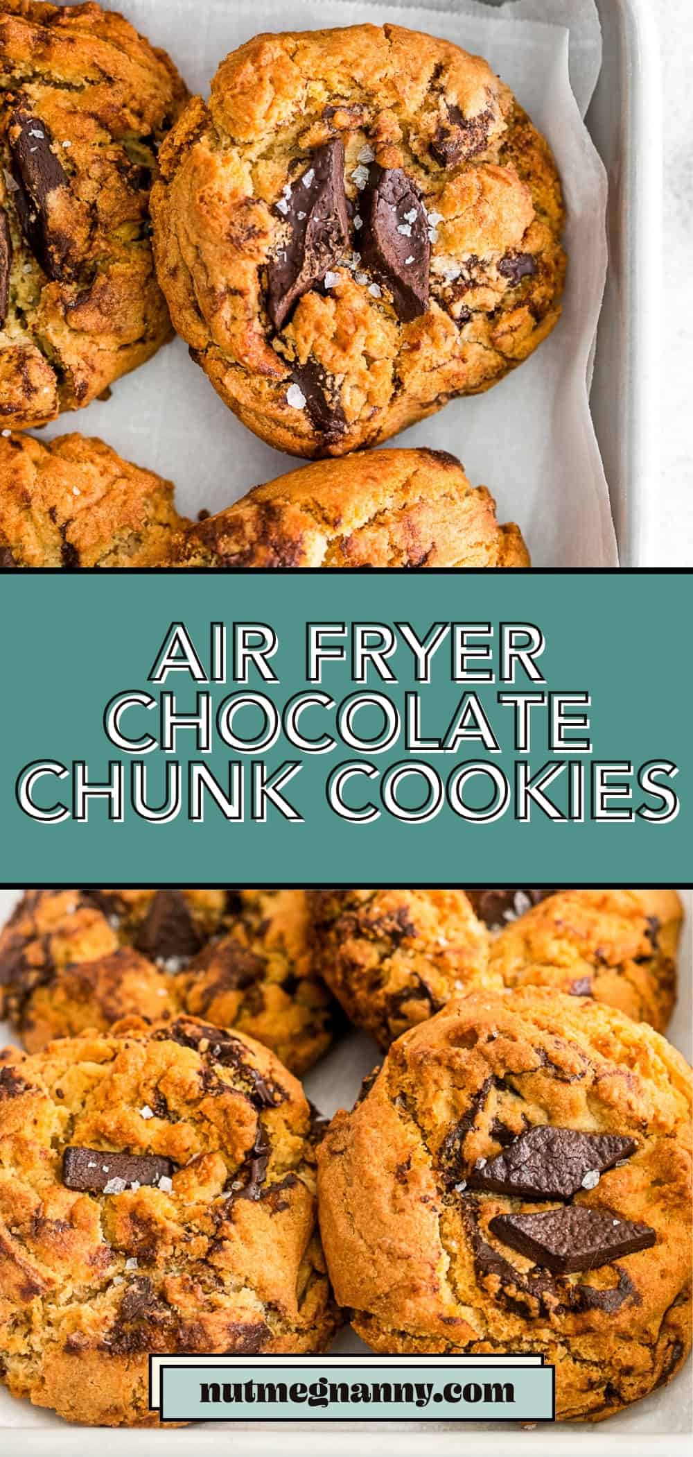 Air Fryer Chocolate Chip Cookies long pin for Pinterest. 