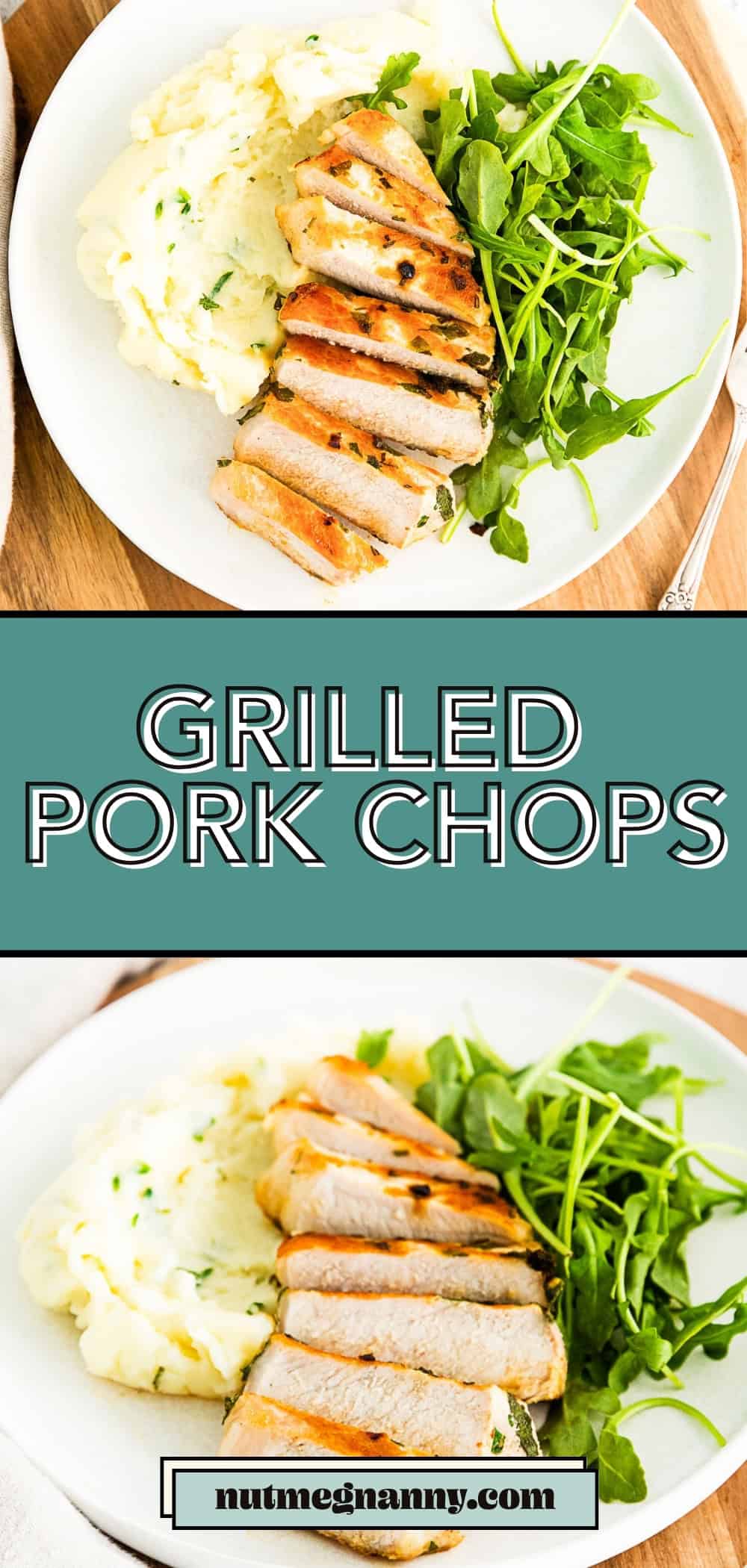 Herb Marinated Grilled Pork Chops pin for Pinterest. 