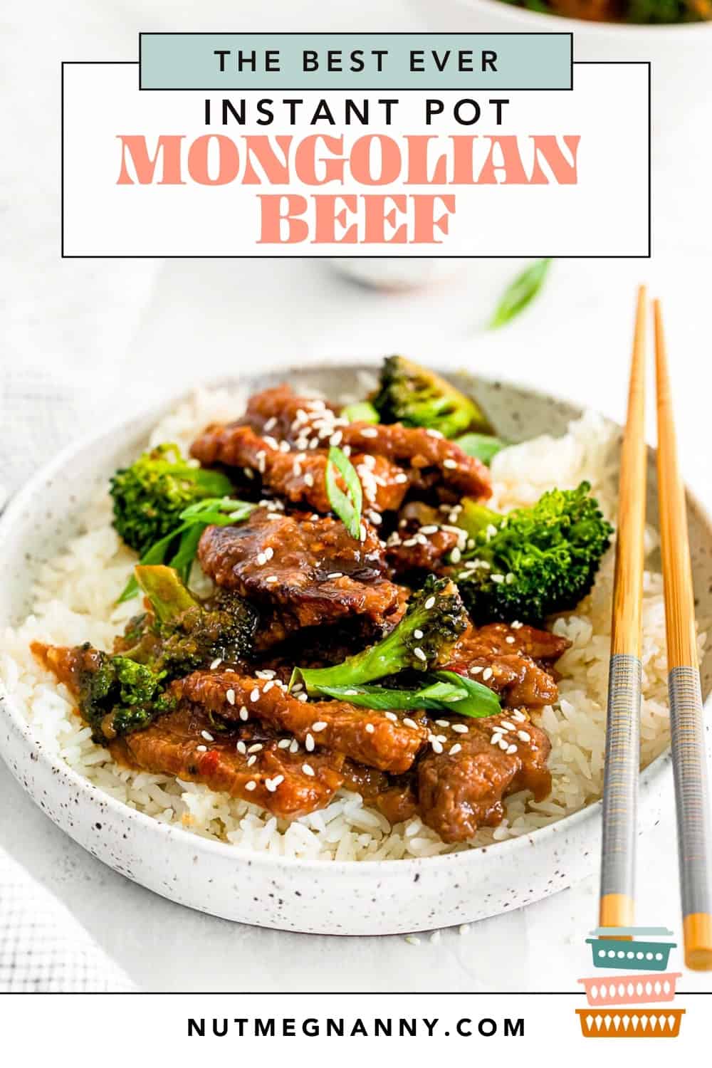 Instant Pot Mongolian Beef graphic pin. 
