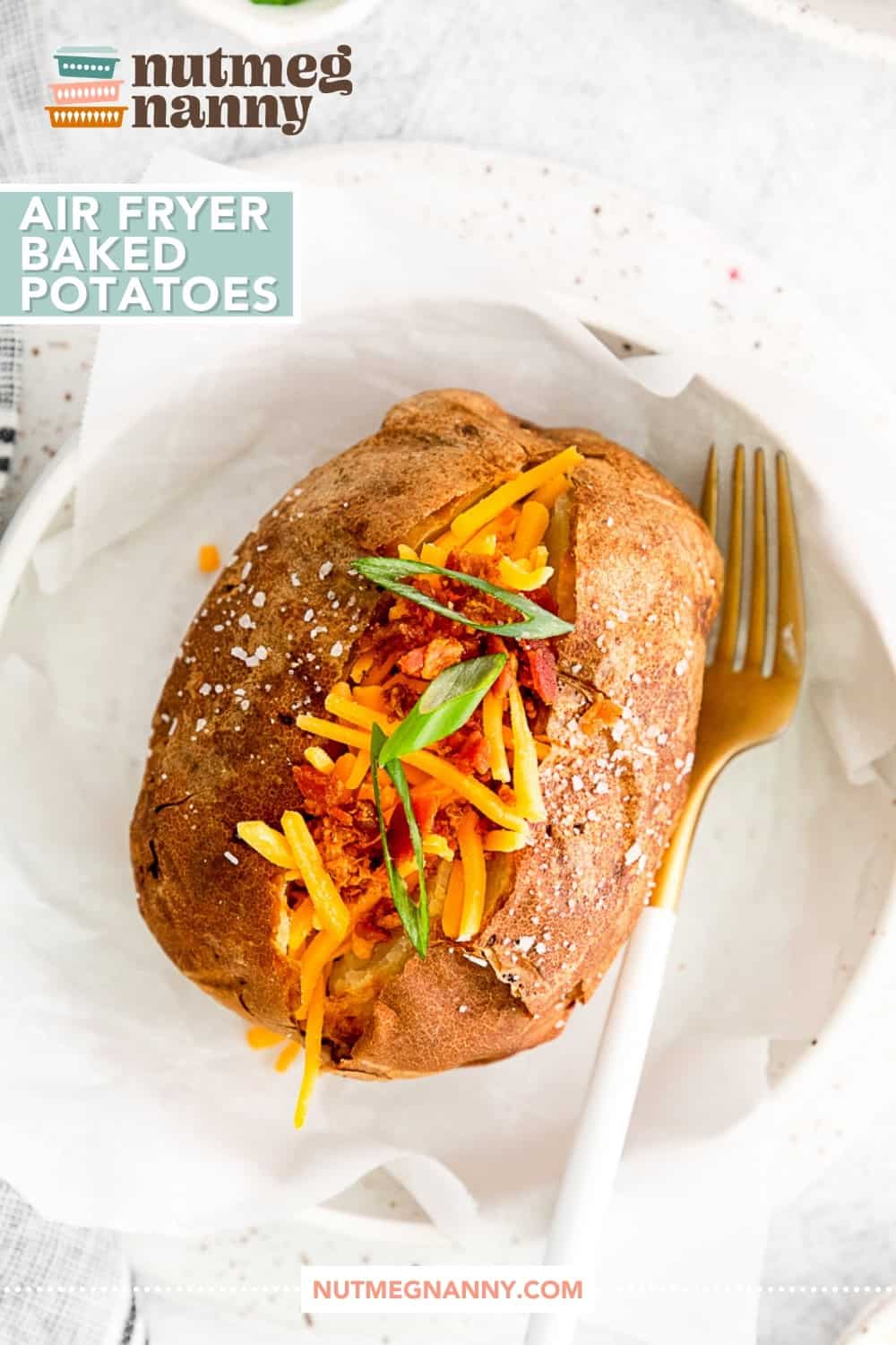 Air Fryer Baked Potatoes pin for Pinterest.
