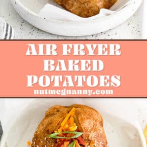 Air Fryer Baked Potatoes pin for Pinterest.
