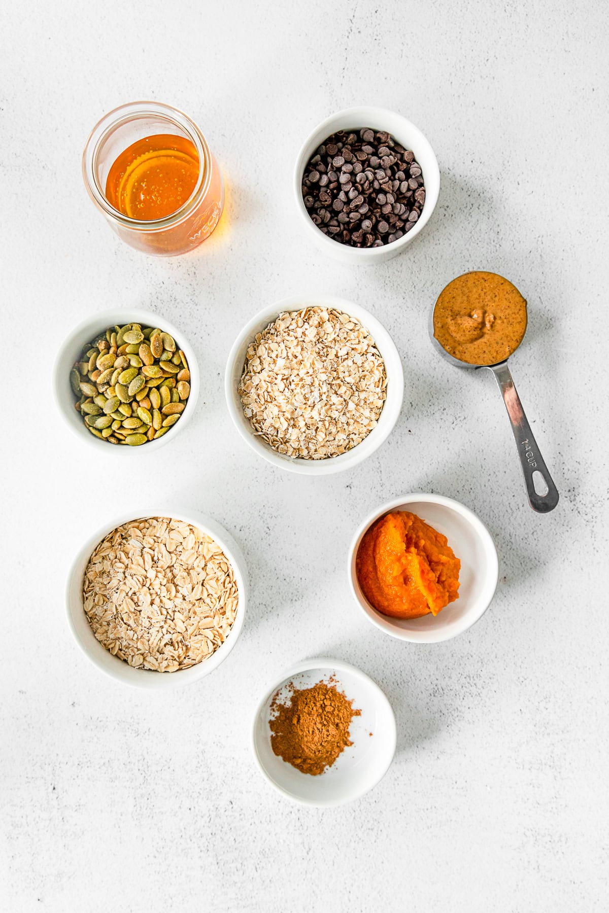 Pumpkin Energy Balls ingredients on a table. 