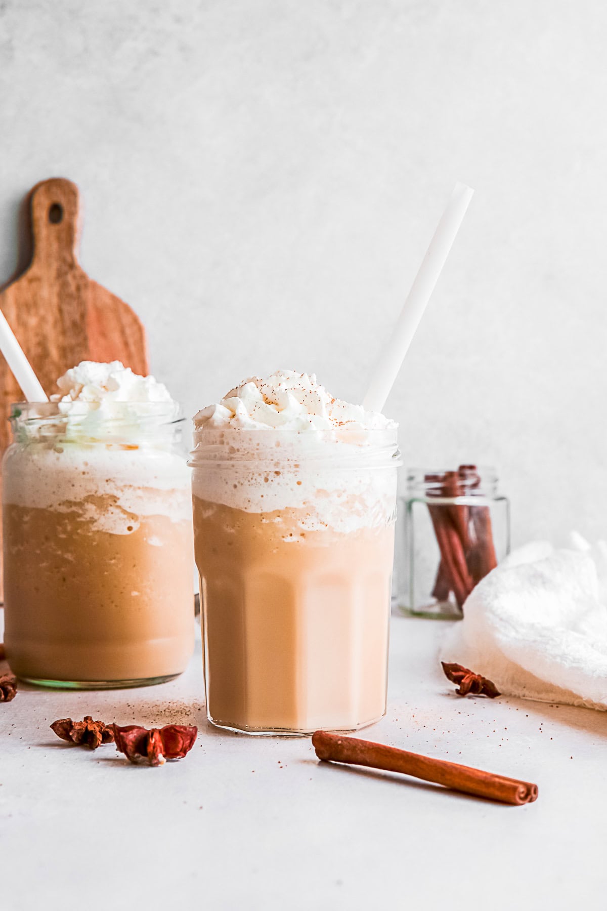 Eggnog Frappuccino topped with whipped cream.