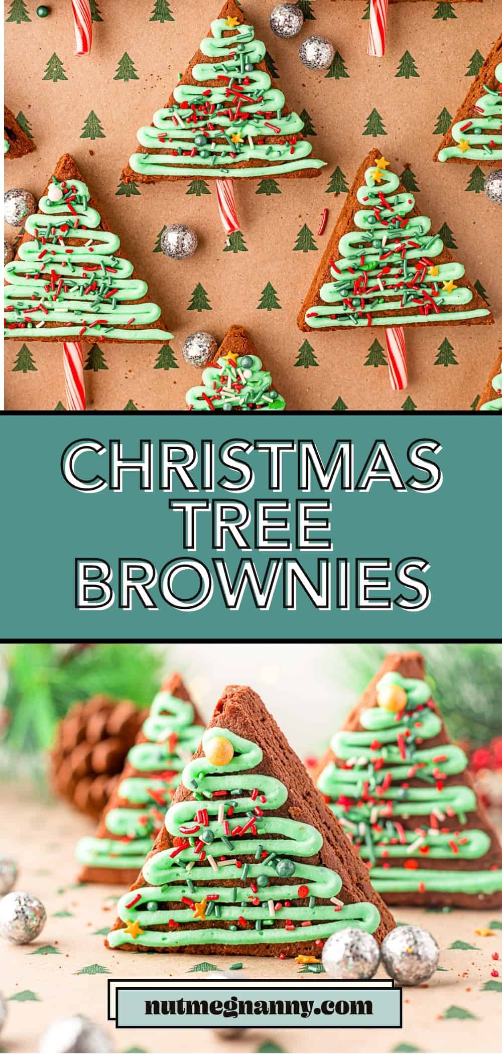 Christmas Tree Brownies pin for Pinterest. 
