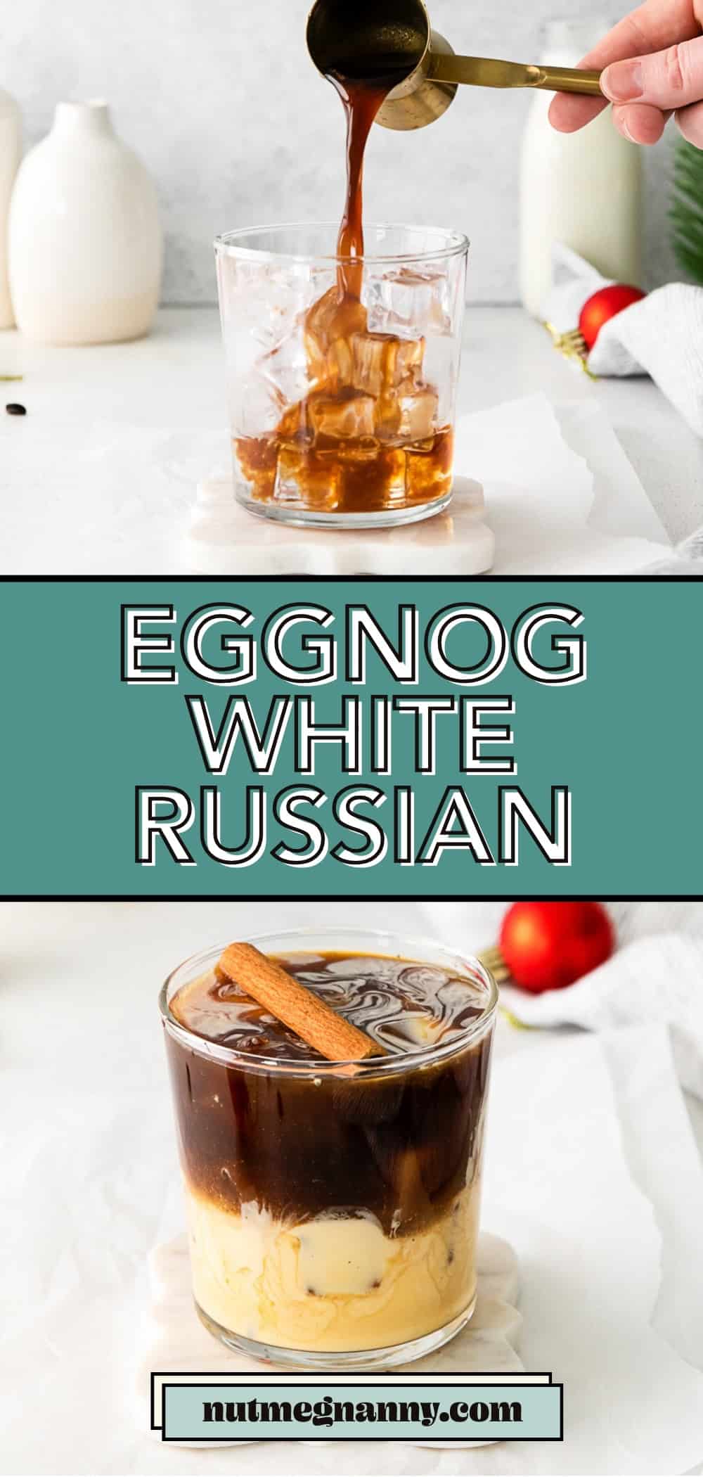 Eggnog White Russian pin for Pinterest. 