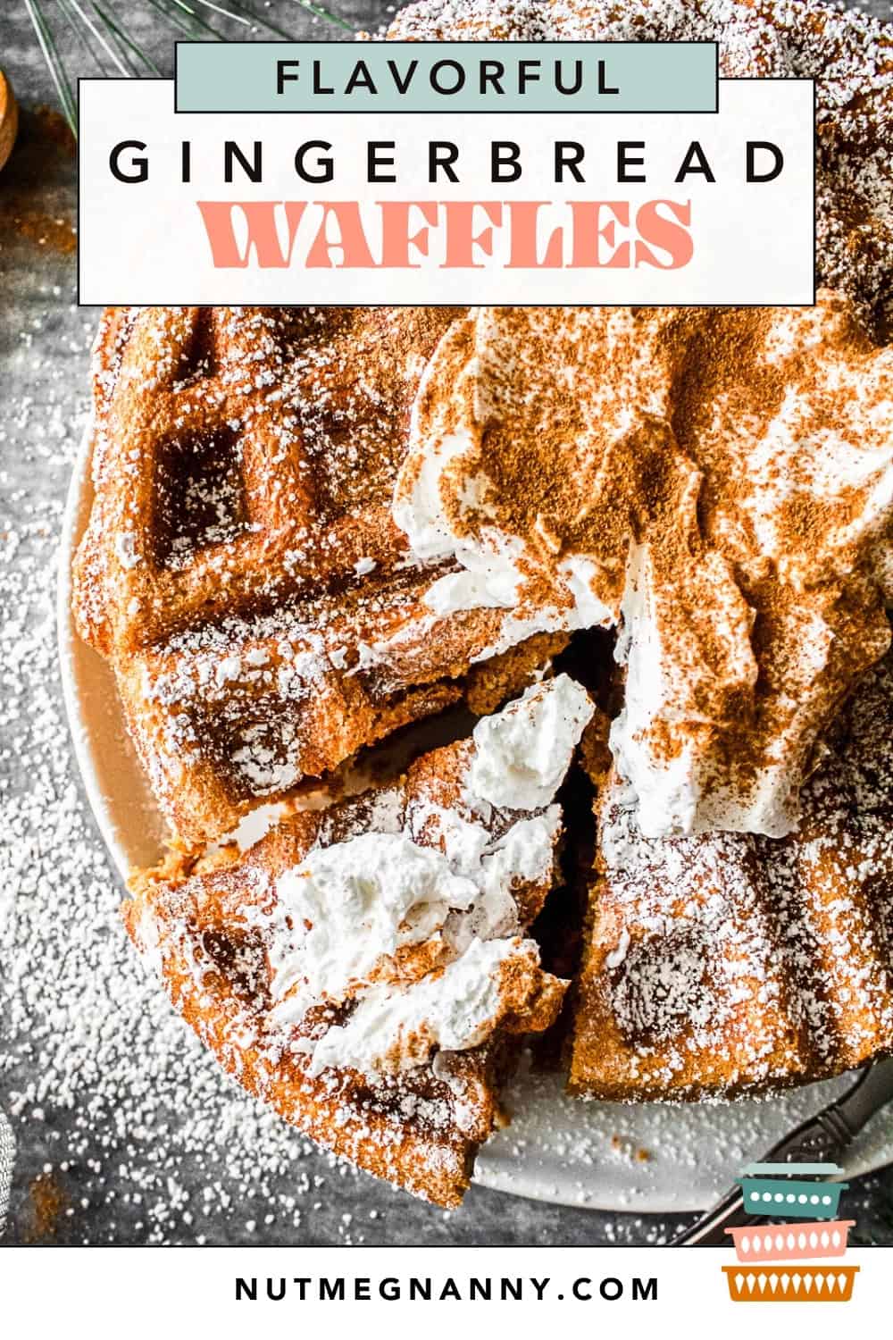 Gingerbread Waffles pin for Pinterest. 