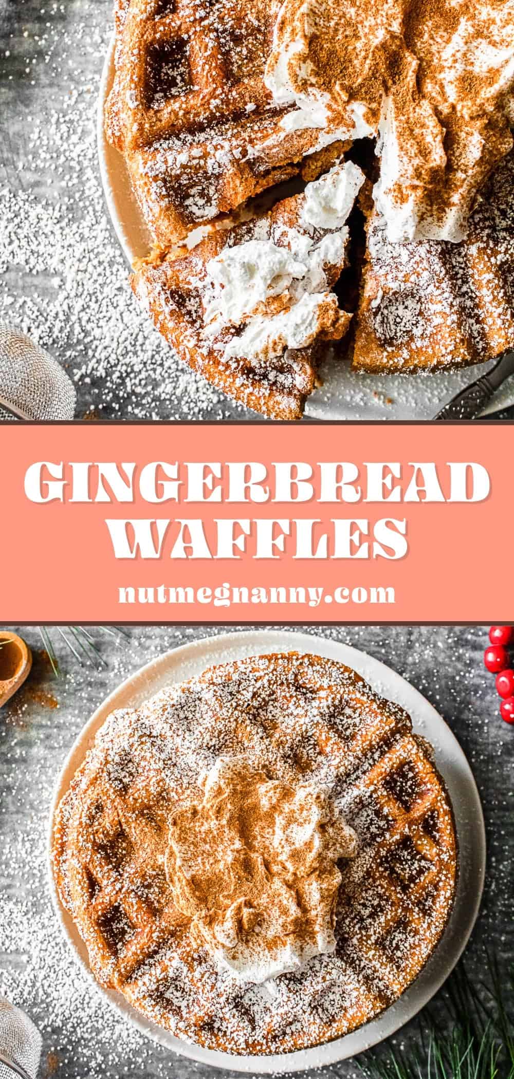 Gingerbread Waffles pin for Pinterest. 