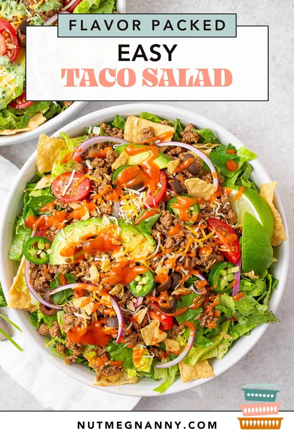 Easy Taco Salad graphic pin. 