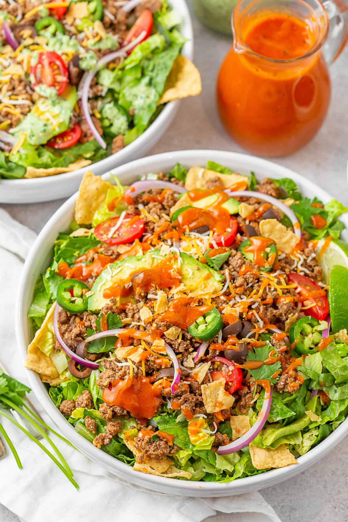 Easy Taco Salad in a large salad bowl. 